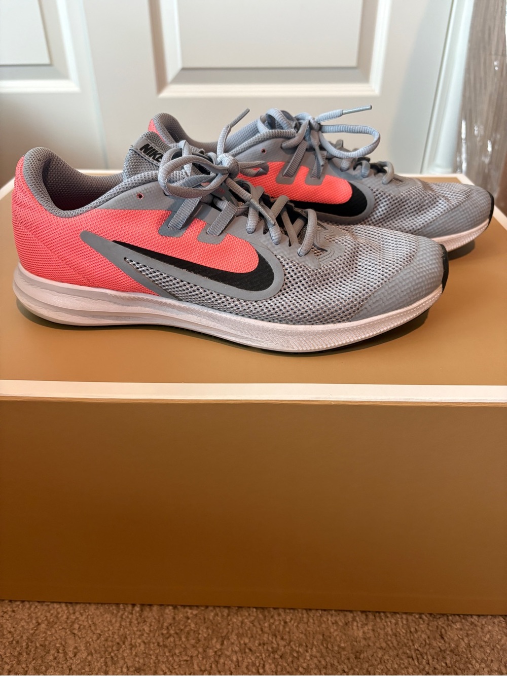 Nike 7Y Athletic Shoes - Gray with Coral